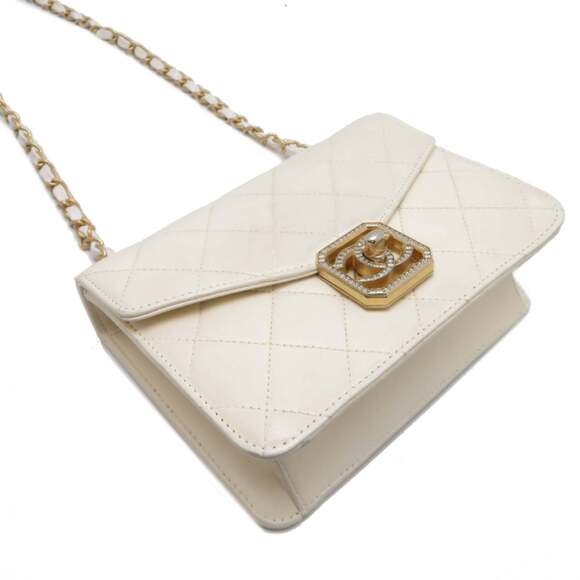 Chanel Matelasse Mini Flap Bag, Women's Shoulder Lambskin, White - Picture 3 of 10